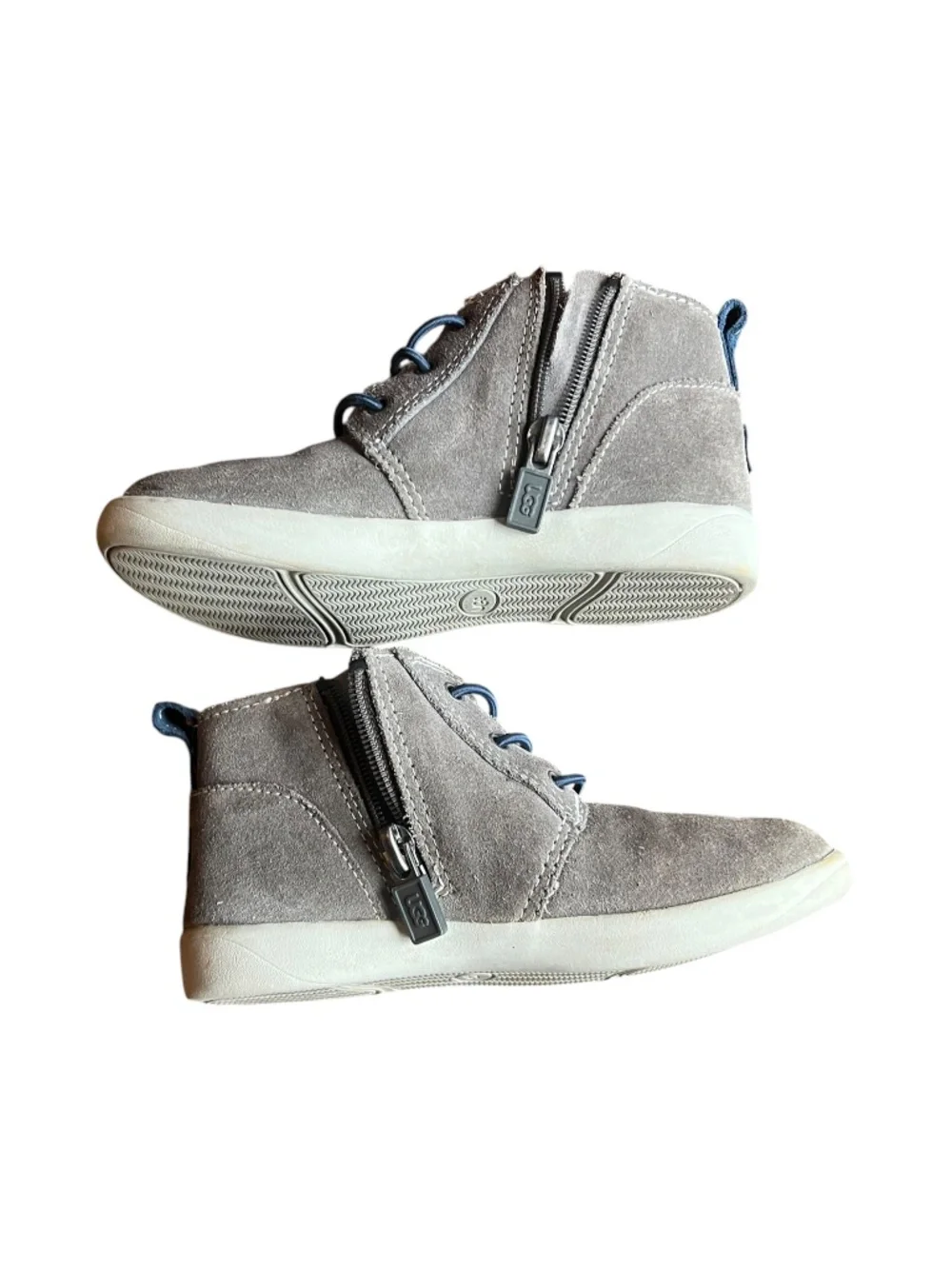 UGG Toddler Boys Gray Suede Chukka Boots Size 10 Side Zip Sneakers